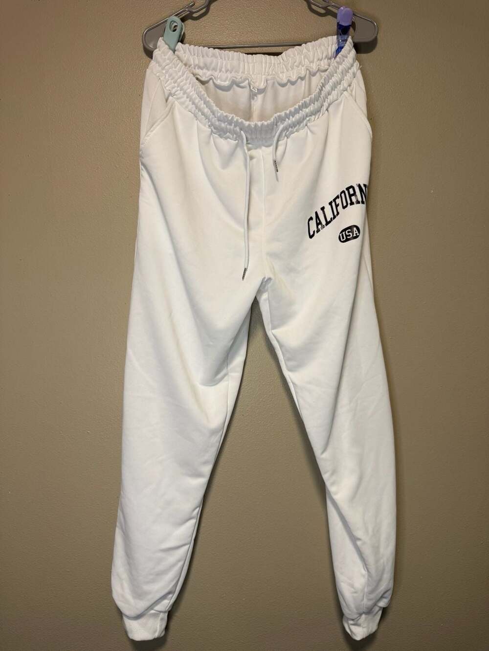 California USA Letter Graphic Drawstring Waist Sweatpants White Size XL